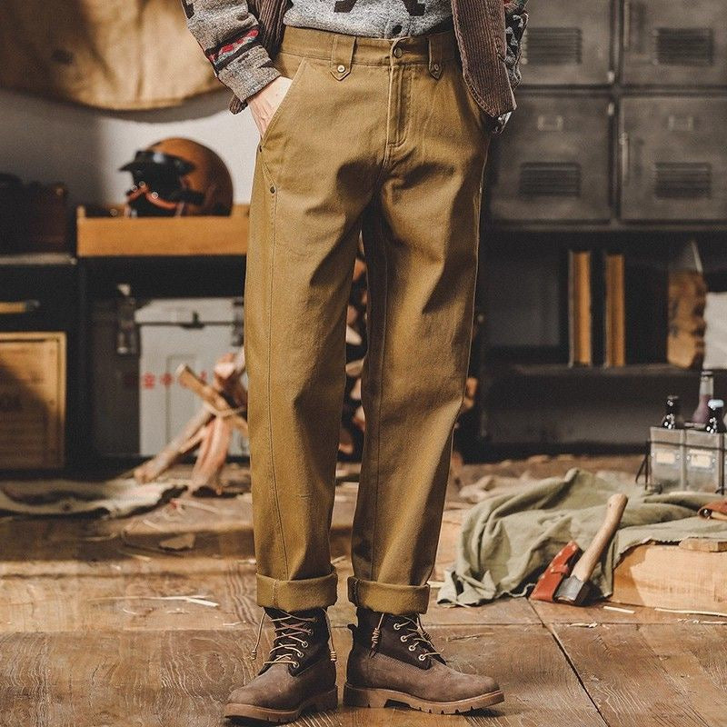 Men's Fall/Winter 2026 New Arrival Heavyweight Minimalist Workwear Pants - British Retro Casual Straight Fit Trousers
