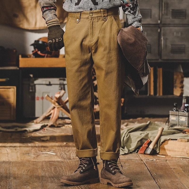 Men's Fall/Winter 2026 New Arrival Heavyweight Minimalist Workwear Pants - British Retro Casual Straight Fit Trousers