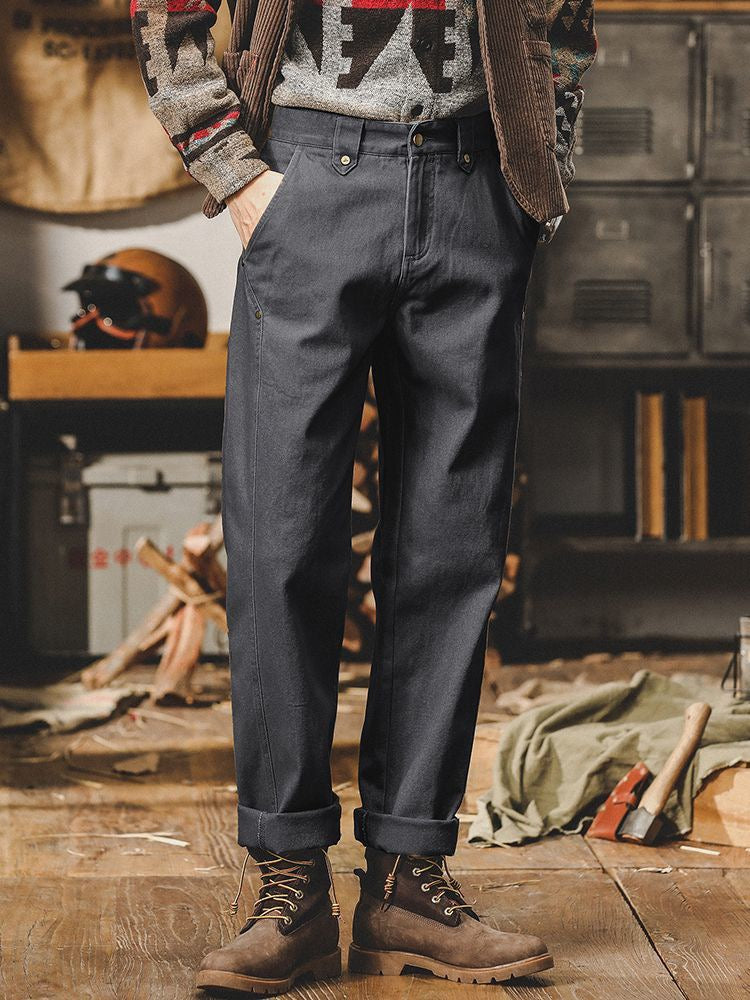 Men's Fall/Winter 2026 New Arrival Heavyweight Minimalist Workwear Pants - British Retro Casual Straight Fit Trousers