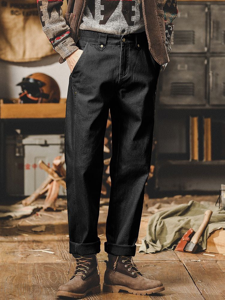 Men's Fall/Winter 2026 New Arrival Heavyweight Minimalist Workwear Pants - British Retro Casual Straight Fit Trousers