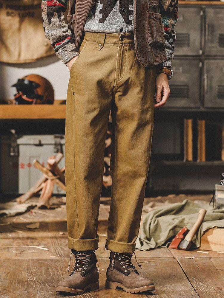 Men's Fall/Winter 2026 New Arrival Heavyweight Minimalist Workwear Pants - British Retro Casual Straight Fit Trousers