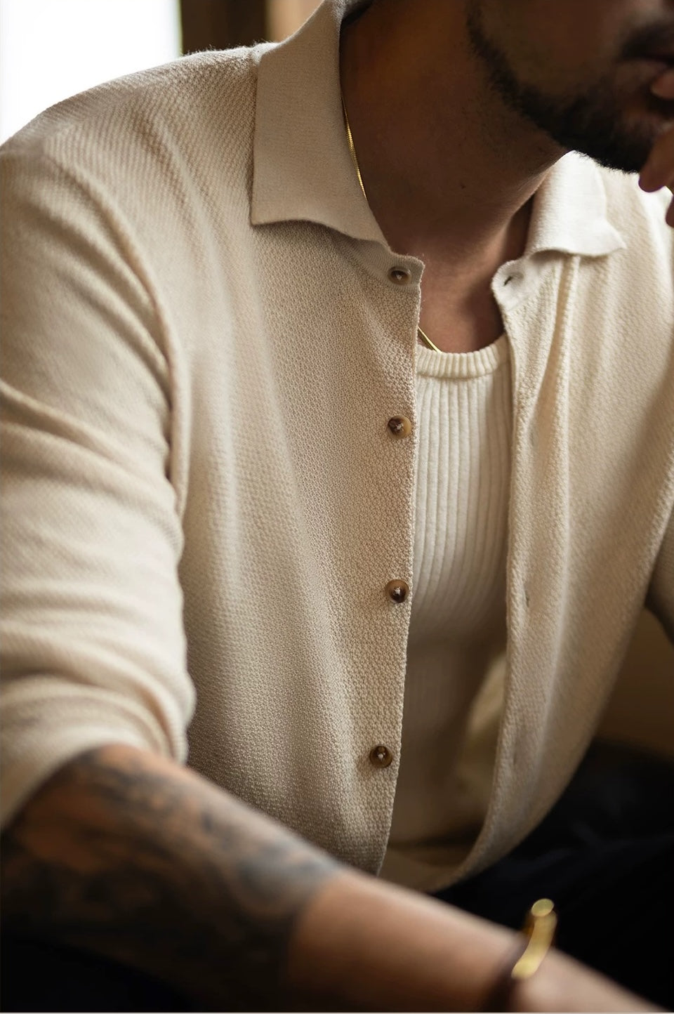 Quiet Luxury Linen-Blend Knit Shirt