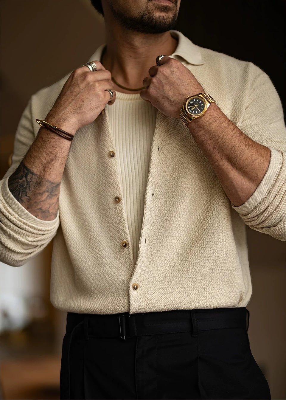 Quiet Luxury Linen-Blend Knit Shirt
