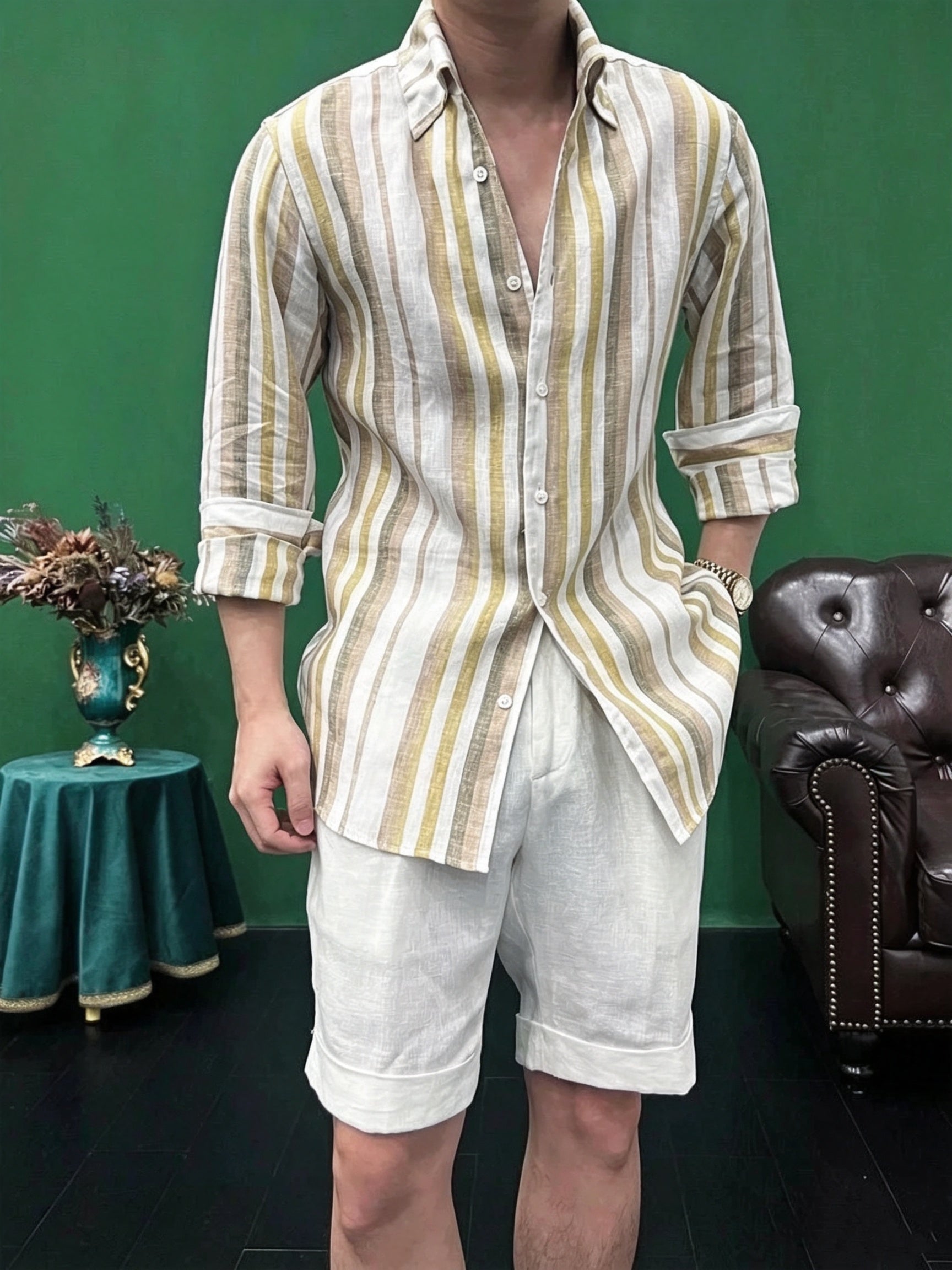 Naples 100% Linen Striped Shirt – Italian Old Money Luxury