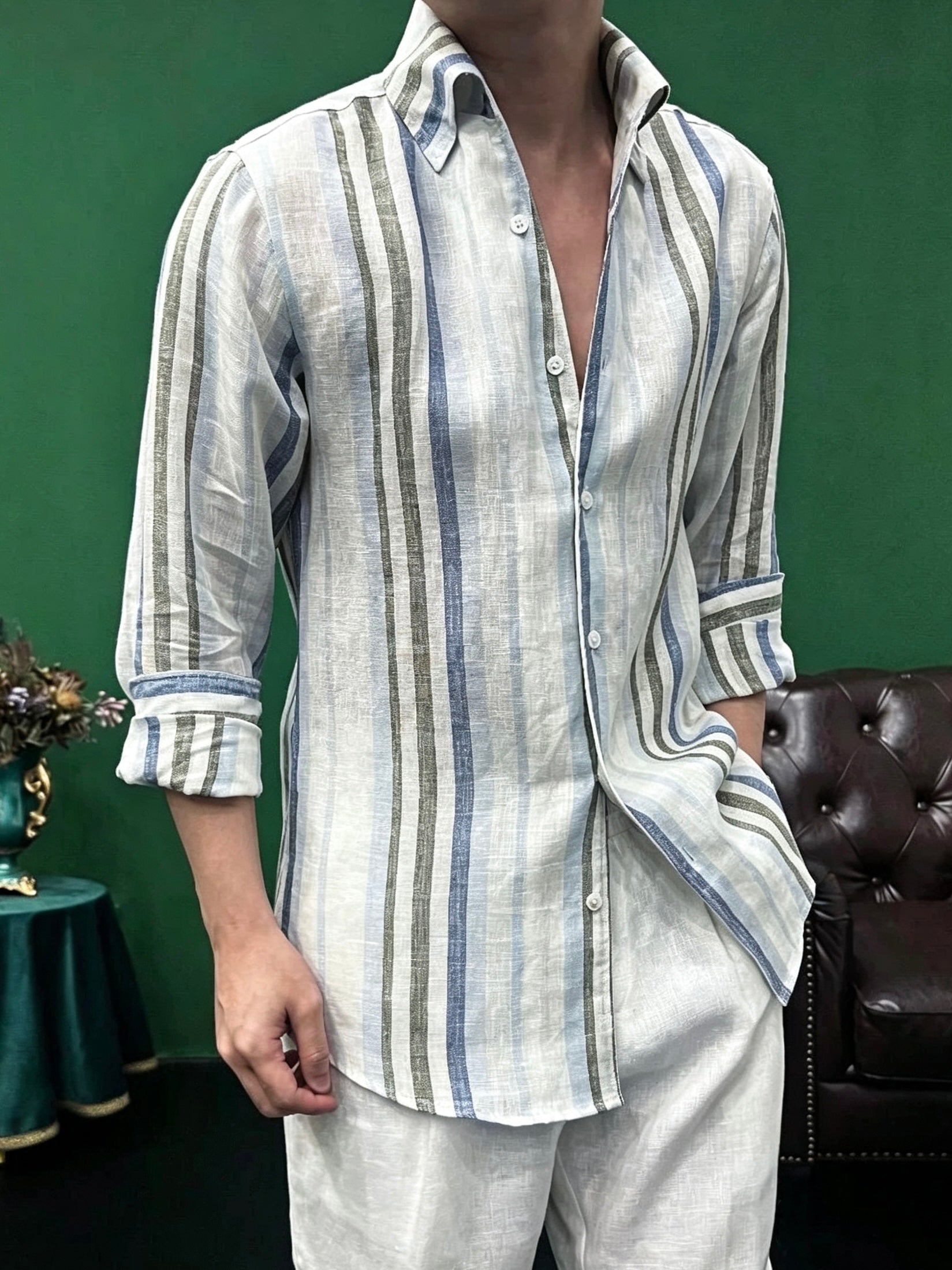 Naples 100% Linen Striped Shirt – Italian Old Money Luxury