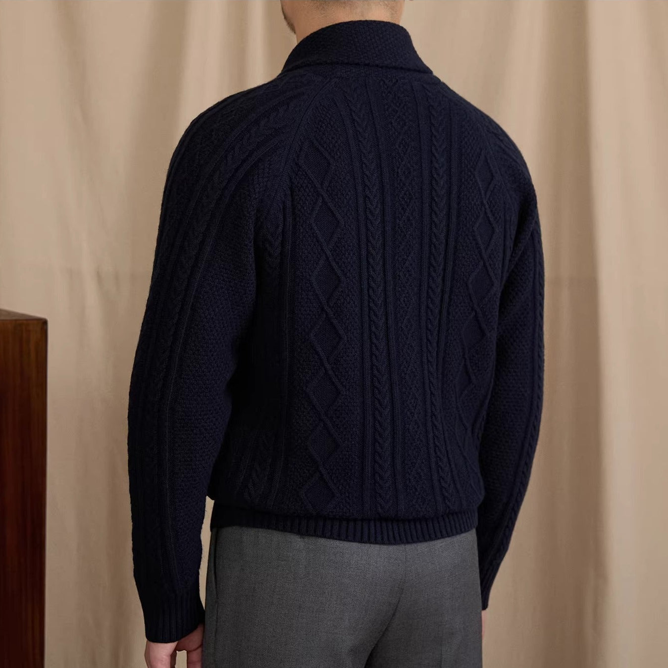 Geometric Shawl Collar Cardigan
