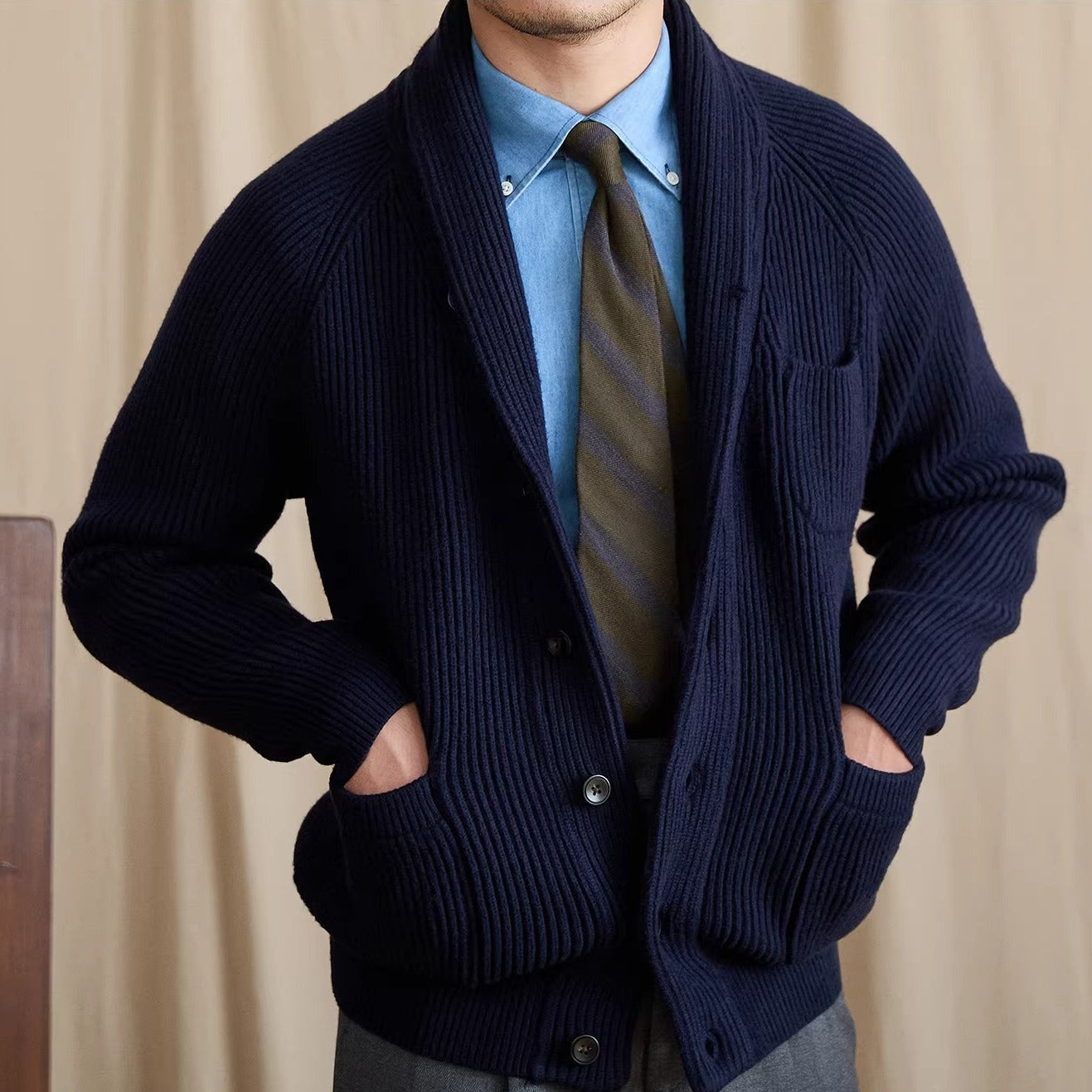 Harrow Ribbed Shawl Cardigan