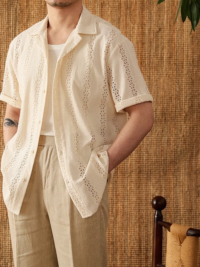 Pure Cotton Openwork Embroidered Shirt