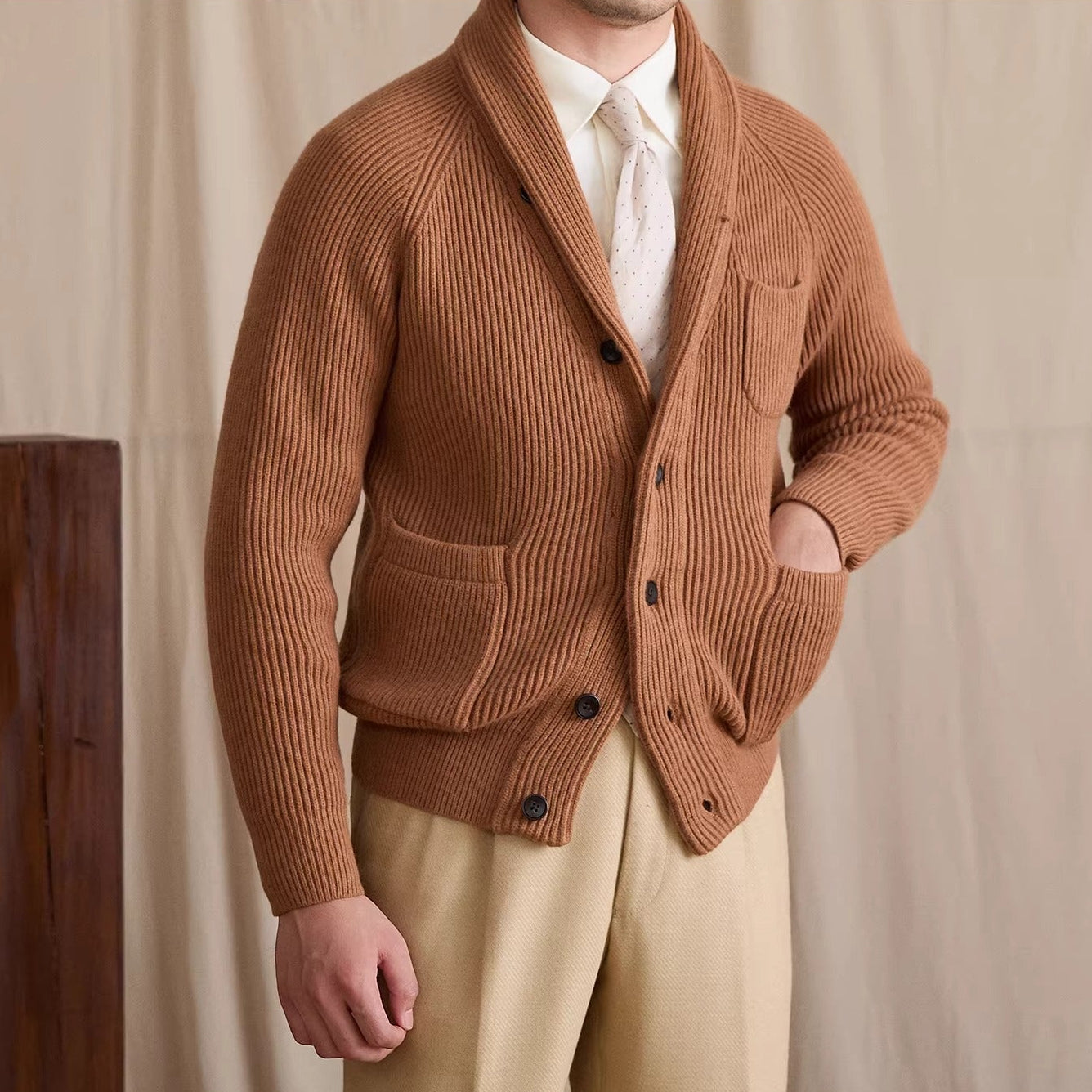 Harrow Ribbed Shawl Cardigan