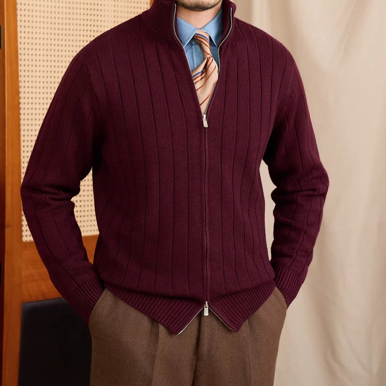Roma Ribbed Wool Cardigan