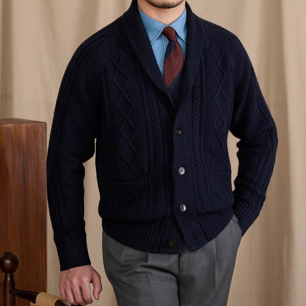 Geometric Shawl Collar Cardigan