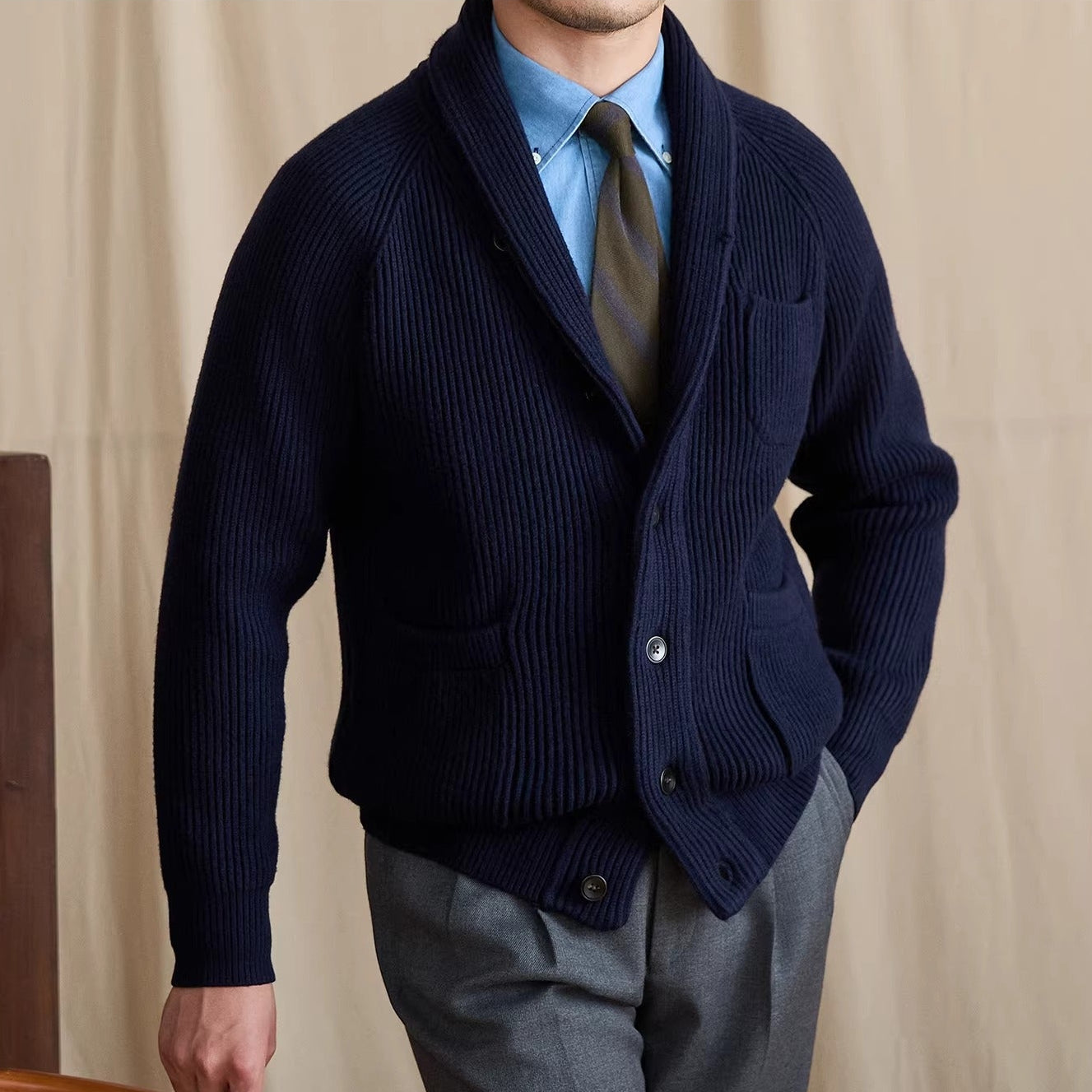 Harrow Ribbed Shawl Cardigan