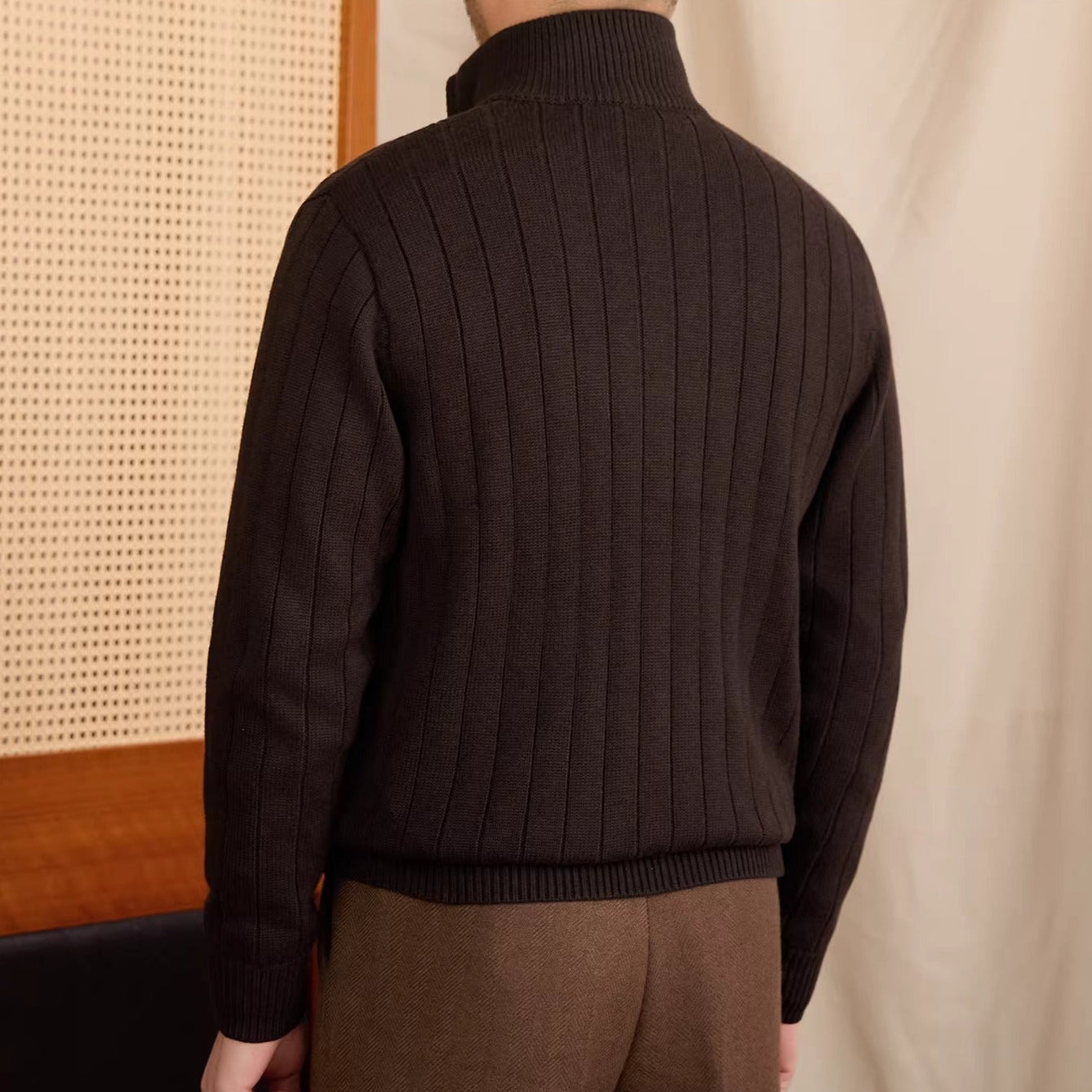 Roma Ribbed Wool Cardigan