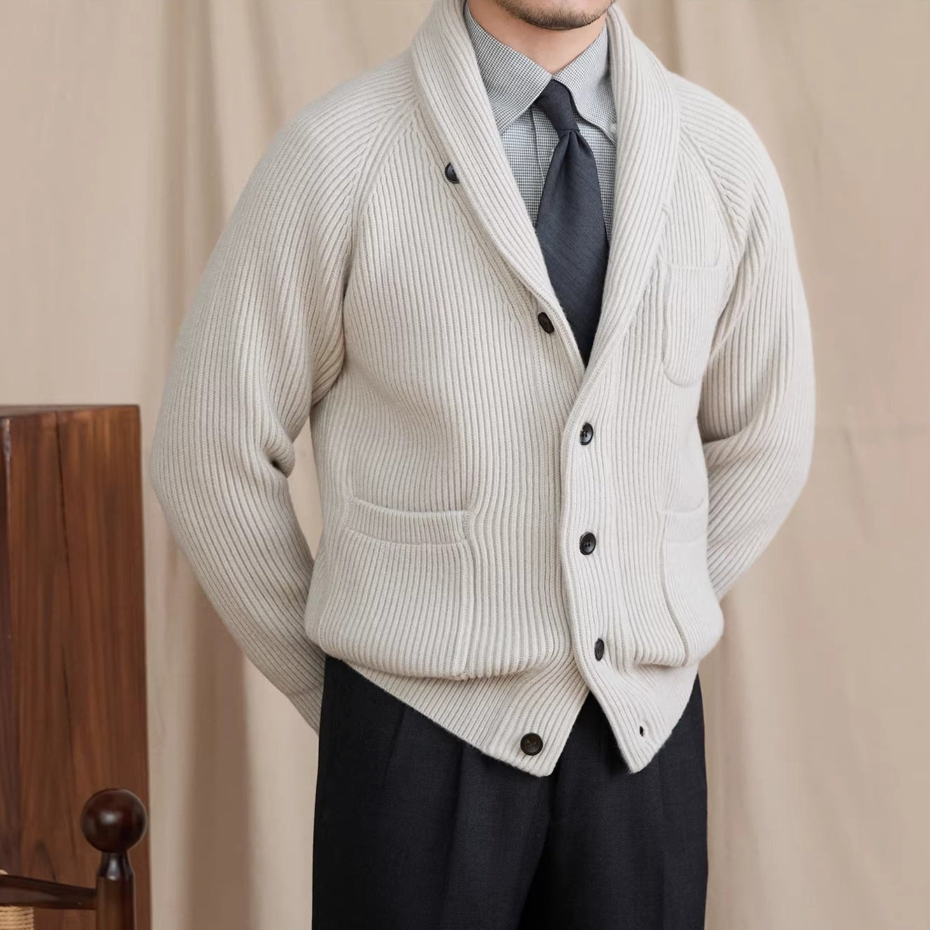 Harrow Ribbed Shawl Cardigan
